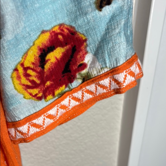 John Mark Orange and Blue Patterned Blouse - Picture 3 of 6